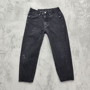 &DENIM Jeans Womens S‎ Black Relaxed Tapered Ankle Elastic Waist Denim Casual